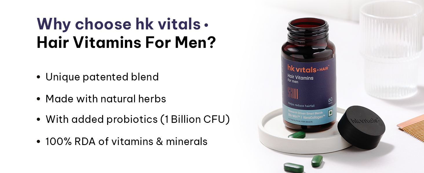 hk vitals Hair Vitamin with DHT Blockers, 60 Tablets