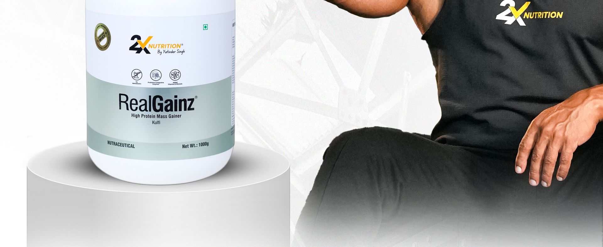 REALGAINZ by 2X Nutrition | High-protein mass gainer | 78g Carbs per serving | High protein (26g) Natural weight gain | Build lean muscle mass | contains digestive enzymes (1Kg, Kulfi)