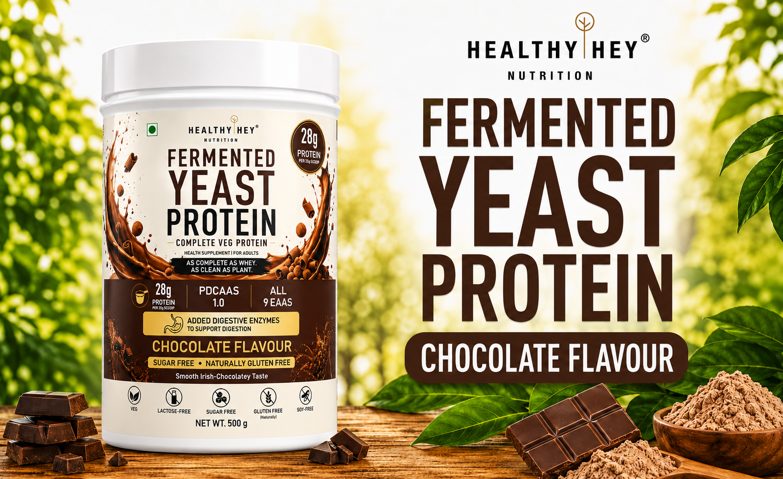 HealthyHey Nutrition Fermented Yeast Protein - Chocolate Flavour - 500g