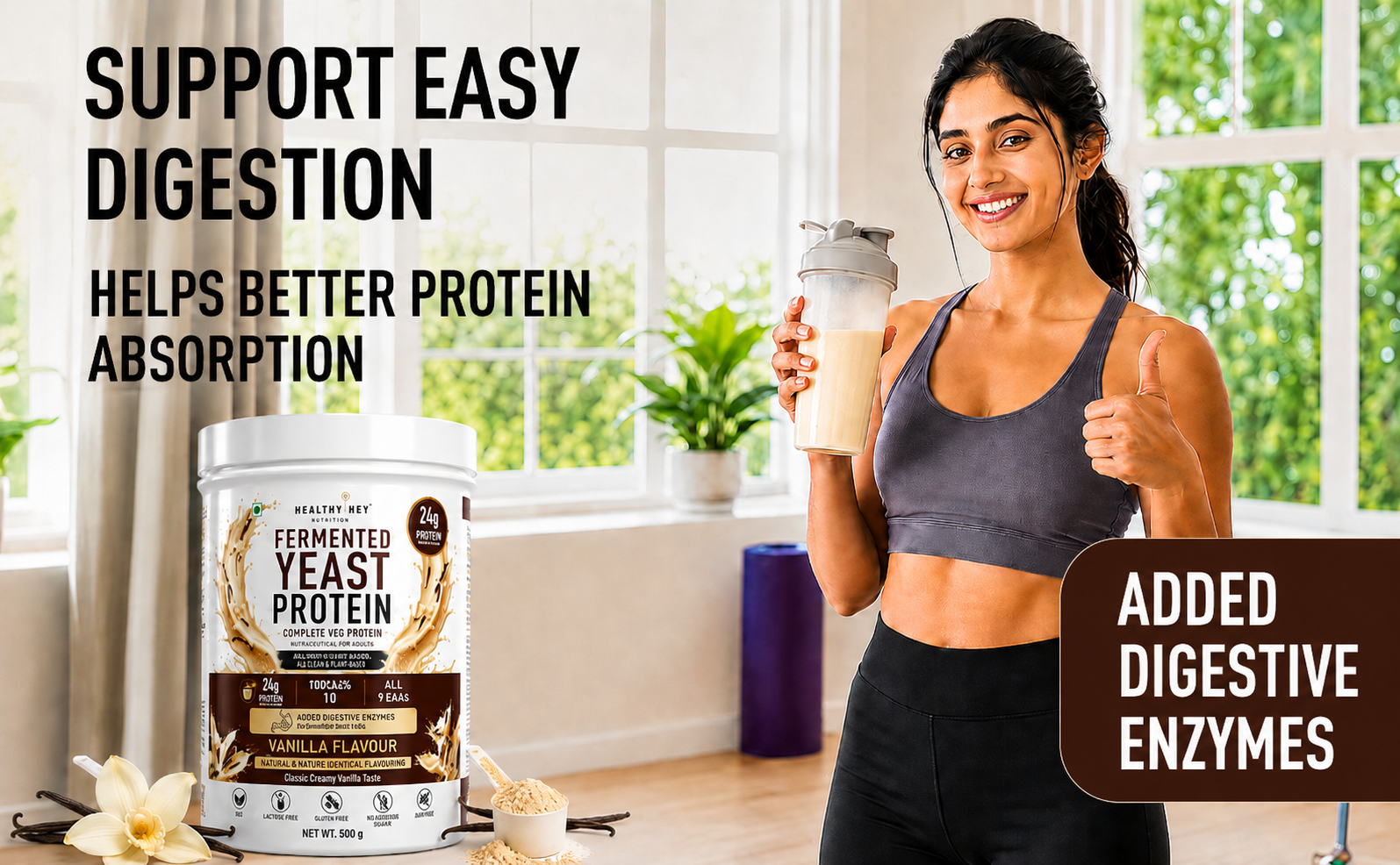 HealthyHey Nutrition Fermented Yeast Protein - Vanilla Flavour - 500g