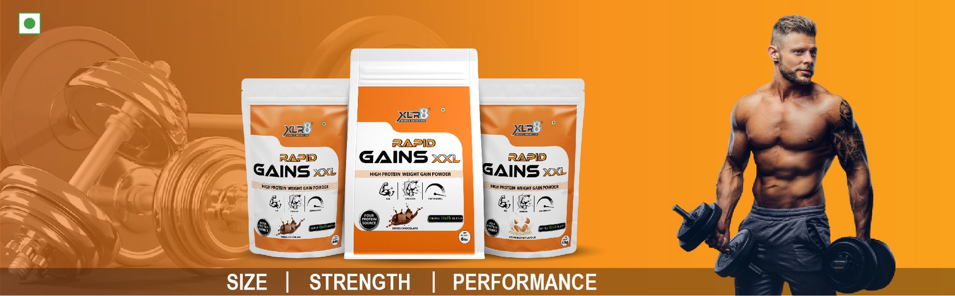 XLR8 Rapid Gains XXL High Protein and High Calorie Formula for Mass and Weight Gain with Performance Boosting Ayurvedic Herbs and Essential Vitamins (Swiss Chocolate, 2721 g (Pack of 1))