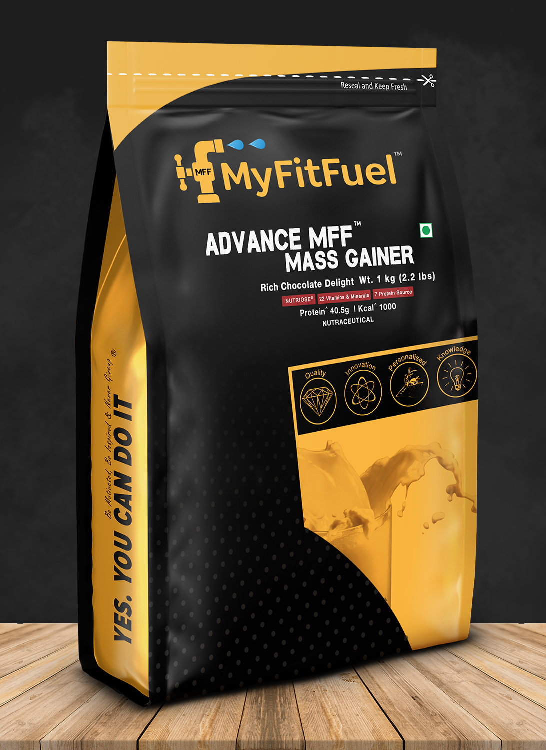 MyFitFuel Advance MFF Mass Gainer (3:1 Carb Protein Ratio) | 1Kg, 26 Servings (Rich Chocolate Delight)