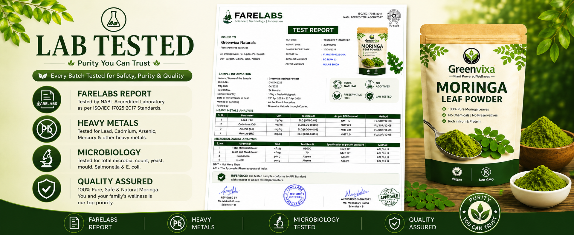 Moringa Powder 200g, 100% Pure Moringa Leaf Powder, Vegan & Non-GMO Green Superfood, Rich in Iron, Vitamins & Minerals, No Additives or Fillers, Plant Based Nutrition for Daily Wellness