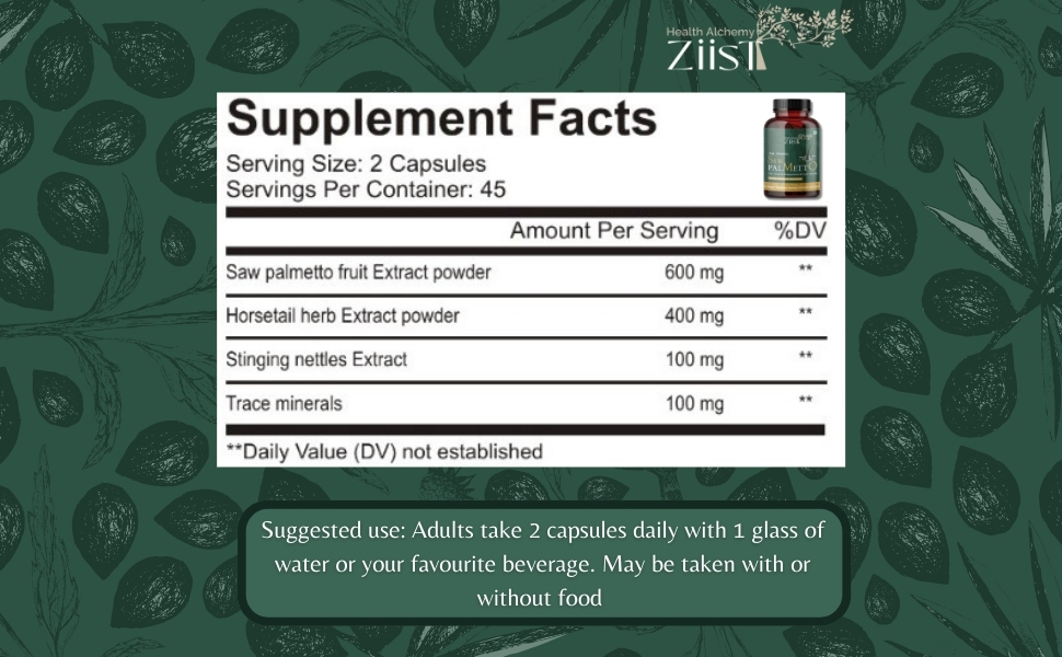 Saw Palmetto Hair Vitamins with Horsetail, Stinging Nettle & Trace Minerals | Herbal Dietary Supplement | 90 Capsules