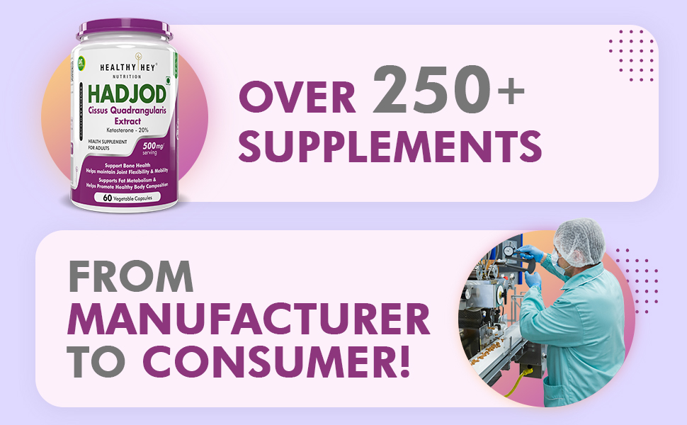 HealthyHey Nutrition HADJOD - Cissus Quadrangularis Extract - 60 Vegetable Capsules