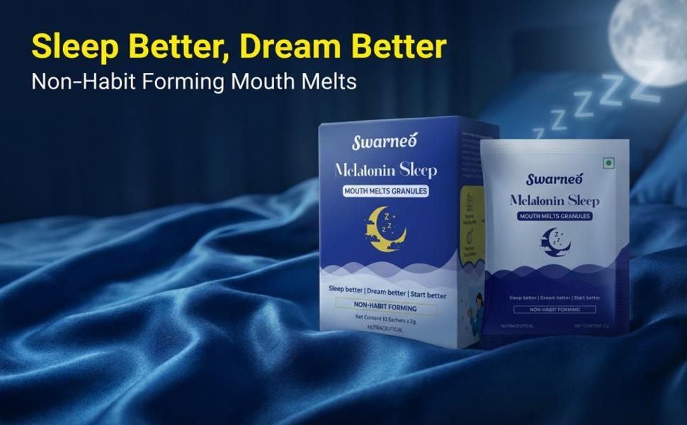 Melatonin Sleep Granules 10mg, Non-Habit Forming Dietary Supplement, Mouth-Melt Granules for Nighttime Relaxation & Rest, Blueberry Flavor, for Men & Women