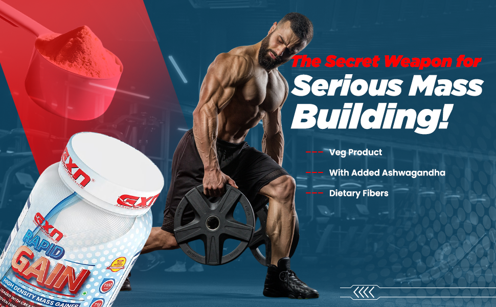 Greenex Nutrition (GXN) Rapid Gain 1 kg | 321.35kcal | 3g Creatine | Whey Protein Concentrate & Soy Protein Isolate | Caffe Macchiato | 13 Servings | Mass Gainer