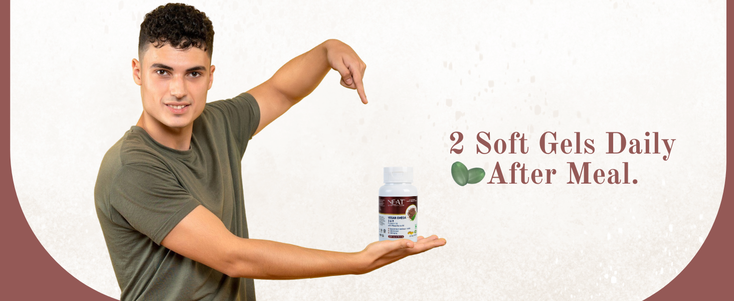 Neat Everyday Vegan Omega 3-6-9 Capsules 1000mg | Plant-Based Blend | No Fish Oil | Heart, Brain, Skin, Hair & Joint Health | Essential Fatty Acids | For Men & Women | 30 Capsules