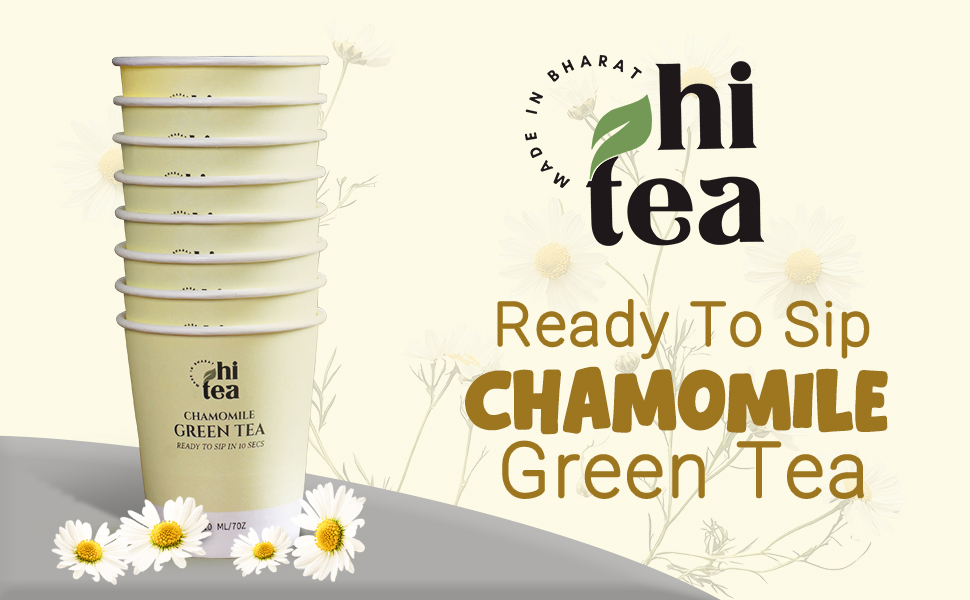 HI TEA Chamomile Green Tea | Just Add Hot Water | Instant Green Tea Cups | 8 Cups/Box
