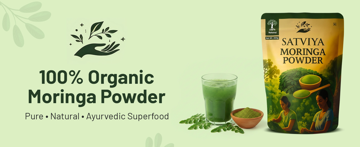 Moringa Powder Organic India - 200g, Pure Natural Moringa Leaves powder, Ayurvedic Superfood for Naturally Boost Energy Levels, Immunity, Boost Energy Level & Digestion