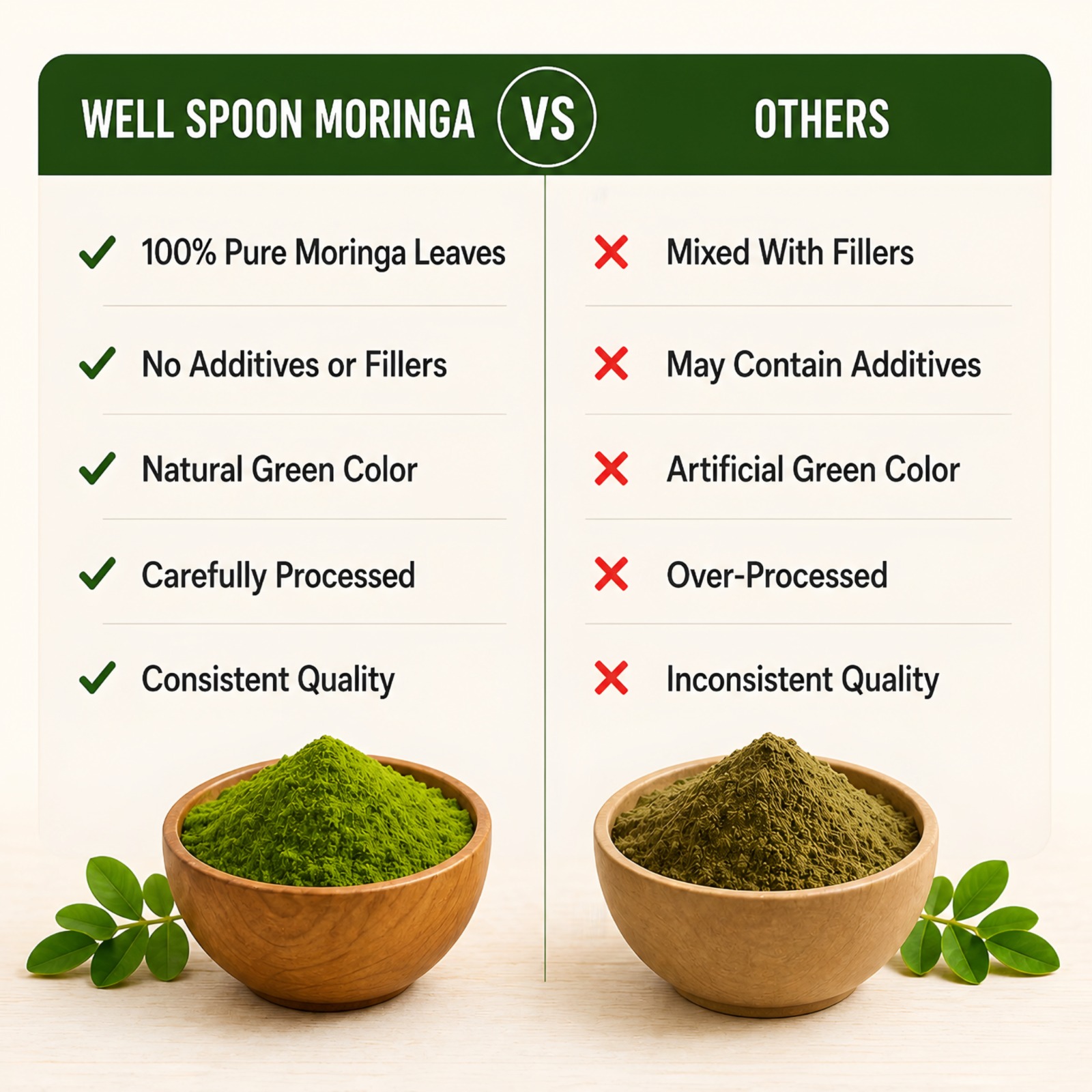 Moringa Powder 200g | 100% Natural Superfood Supplement | Pure Green Herbal Powder | Rich in Vitamins, Minerals & Antioxidants