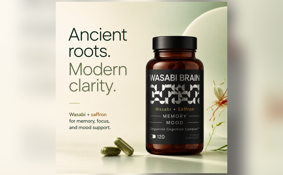 Memory, Mood & Cognition Supplement for Adults - Brain Health Formula with Organic Wasabi Extract, Saffron, Citicoline & Phosphatidylserine - 120 Capsules