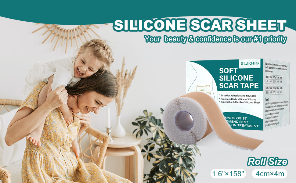 Silicone Scar Sheets (1.6"x 158" Roll-4M), Medical Grade Silicone Scar Tape