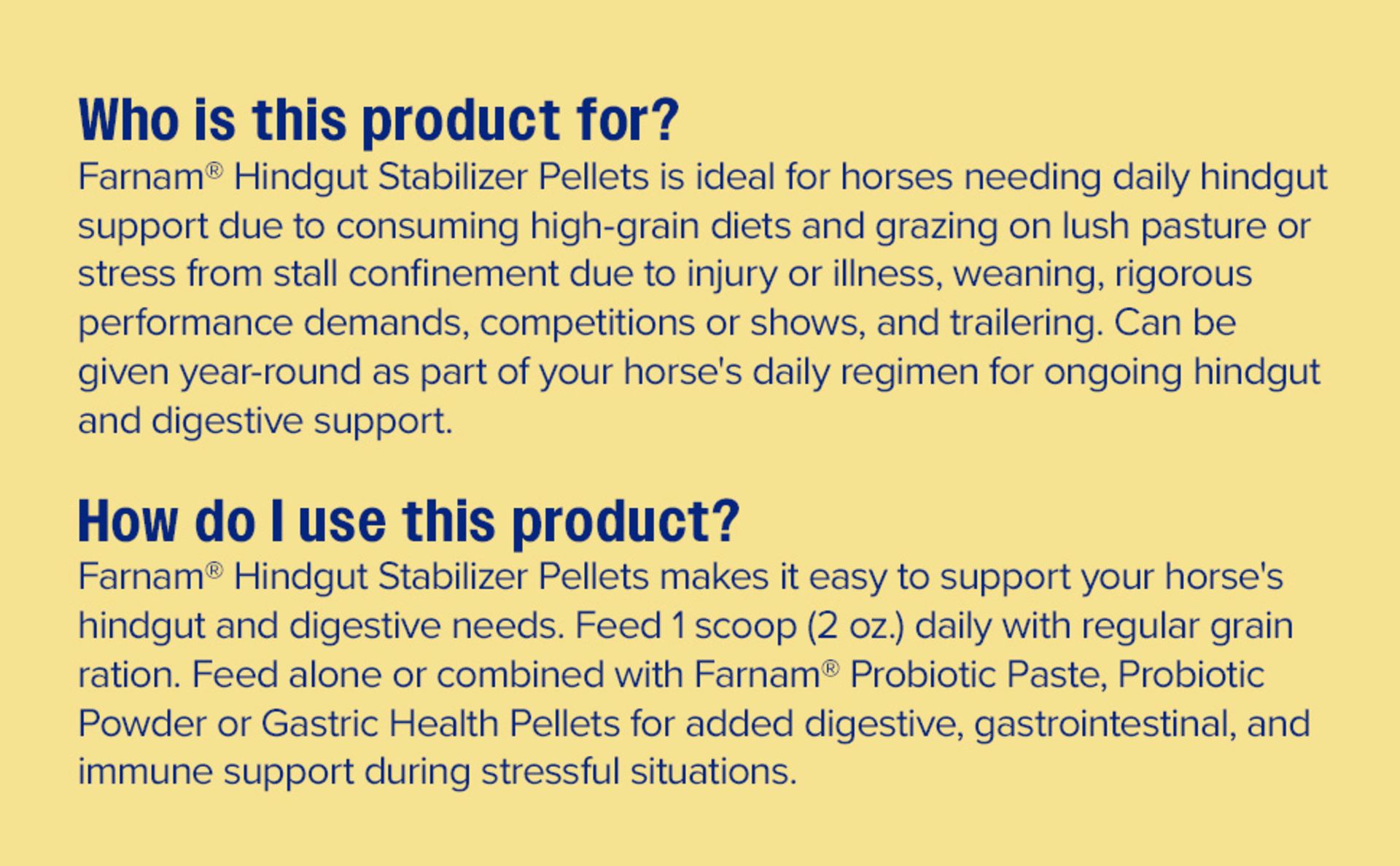 Farnam Hindgut Stabilizer Pellets, Daily Hindgut Support for Horses, 3.7 lb