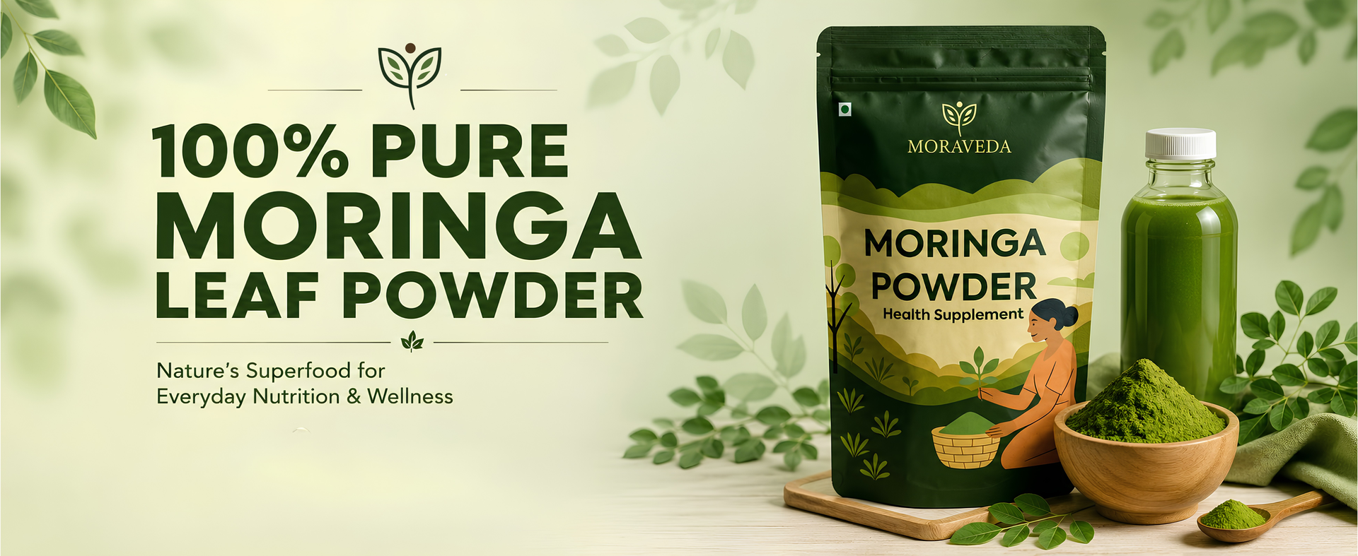 Moringa Powder 250g | 100% Pure & Natural Moringa Leaf Powder | Rich in Vitamins, Minerals & Antioxidants | Chemical-Free, Lab Tested | Superfood for Immunity, Energy & Wellness (250g)
