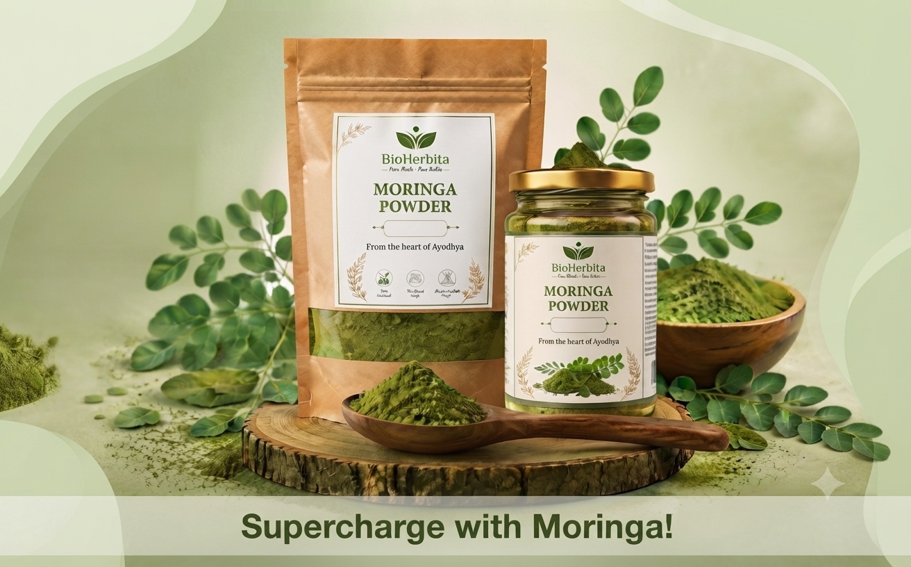 Moringa Powder (50g) – Pure Natural Herbs Sourced from Ayodhya – Nutrient-Rich Superfood for Immunity & Wellness – Pure India Quality