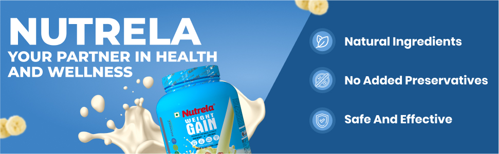 Nutrela Weight Gainer | 2kg Banana Flavour | High-Calorie Mass Gainer with Vitamins & Khandsari Sugar | Ideal for Men & Women
