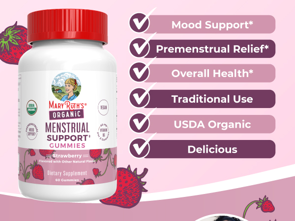 MaryRuth's Organic Menstrual Support Gummies for PMS Relief, 30 Servings