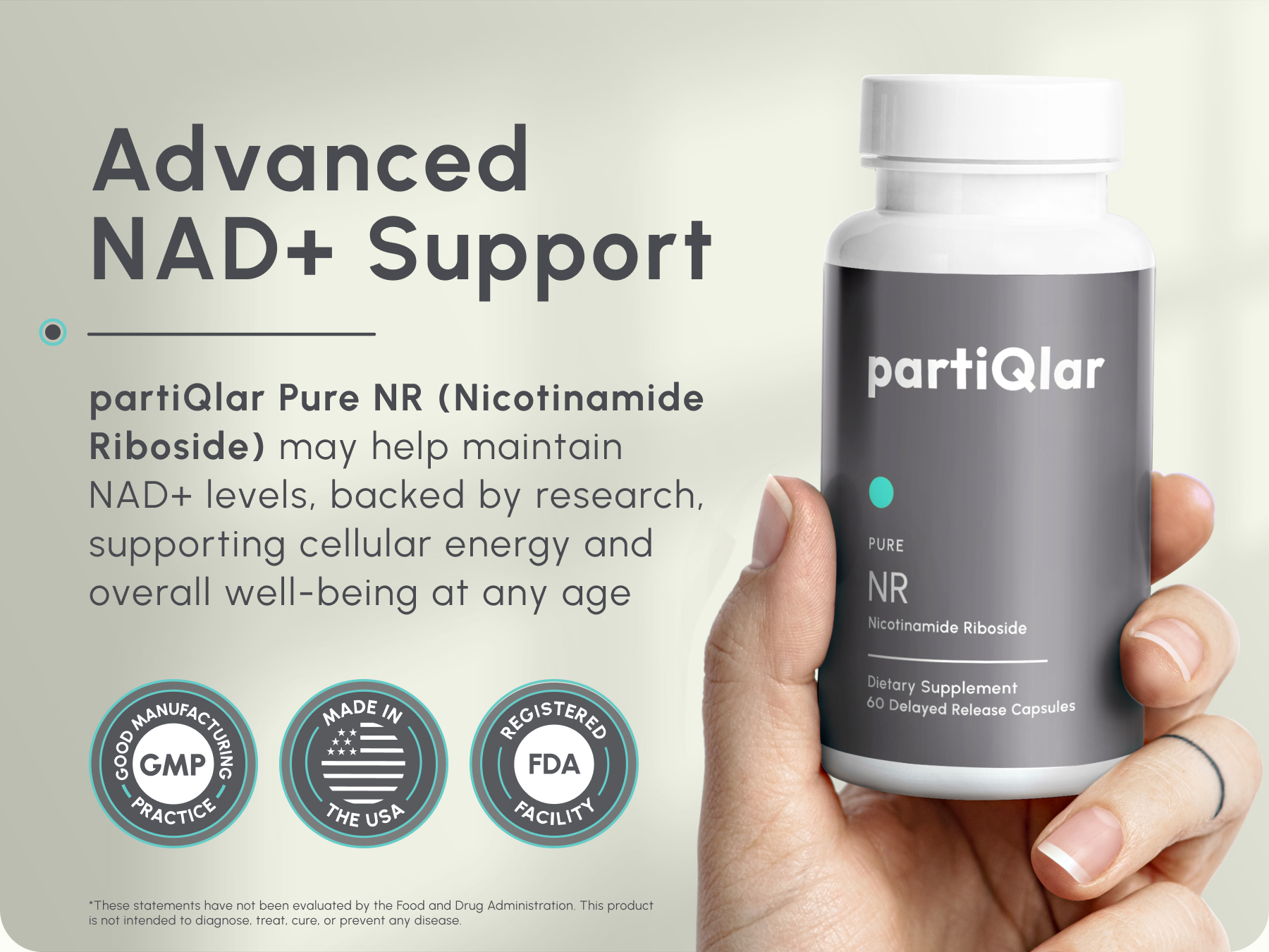 partiQlar NR Supplement Nicotinamide Riboside NAD+ Booster - 60 Capsules