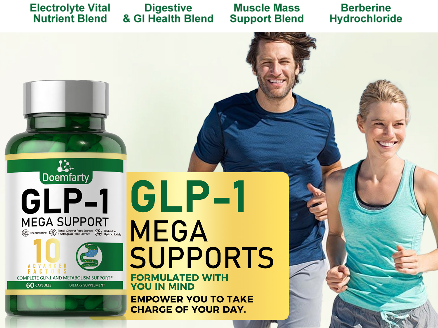 GLP-1 Supplement with Berberine, 11-in-1 Probiotic Blend for Men & Women