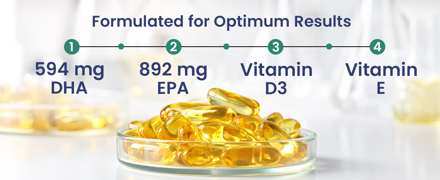 Neuherbs Deep Sea Omega 3 Fish Oil Capsules 2500mg Triple Strength - Supplement for Heart, Brain & Joint Support - No Fishy Burps, Lemon Flavour - 60 Softgels for Men & Women