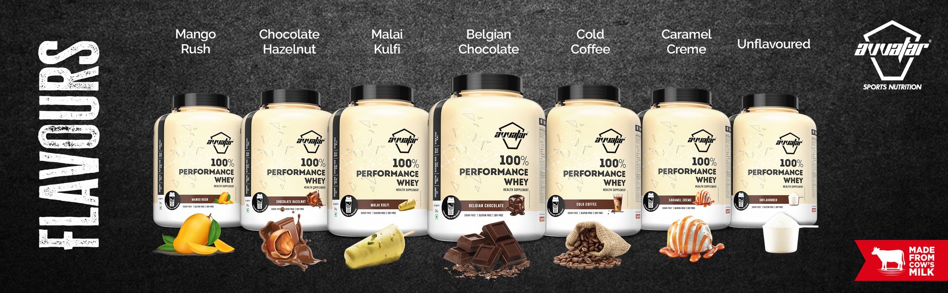 avvatar PERFORMANCE WHEY PROTEIN | 2Kg | Malai Kulfi Flavour | 27.5g protein | 57 servings