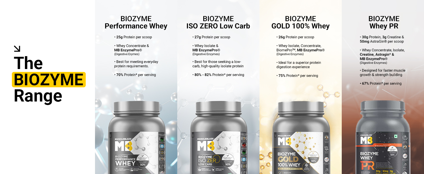 MuscleBlaze Biozyme Performance Whey Protein Powder, 500g (1.1lbs)