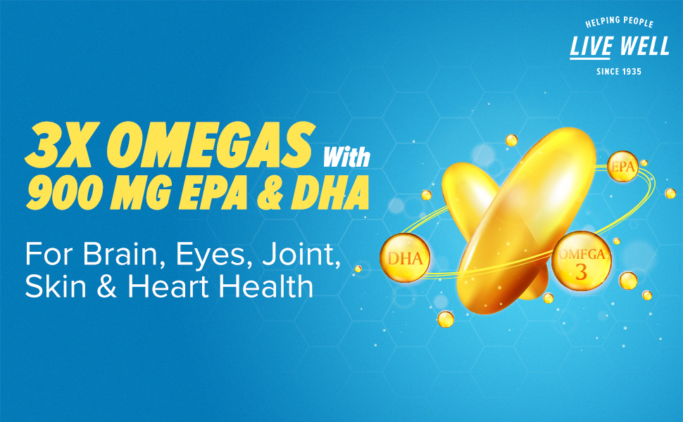 GNC Triple Strength Fish Oil 1500mg Omega-3 with 900mg EPA & DHA | 60 Softgels | For Heart, Healthy Cholesterol, Joint Comfort, Focus & Vision | Enteric-Coated for No Fishy Aftertaste |USA Formulated