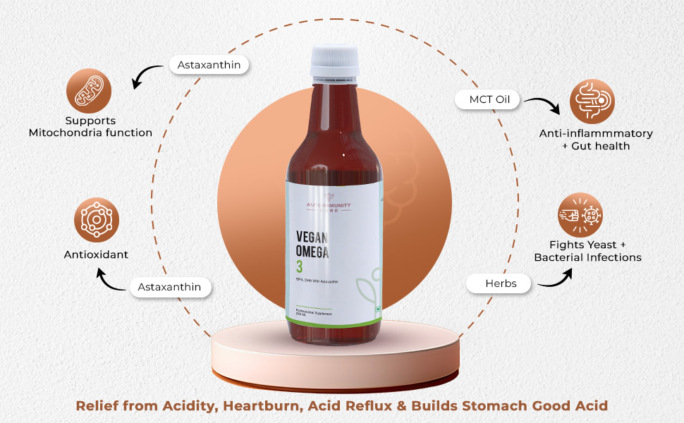 Autoimmunity Care Vegan Omega 3 Oil – Algal Oil Omega-3 with EPA DHA & Astaxanthin | Veg Omega3 Supplement for Heart, Brain, Eyes, Skin & Joints | Better than Fish Oil Omega3 | High EPA DHA | 25 Servings