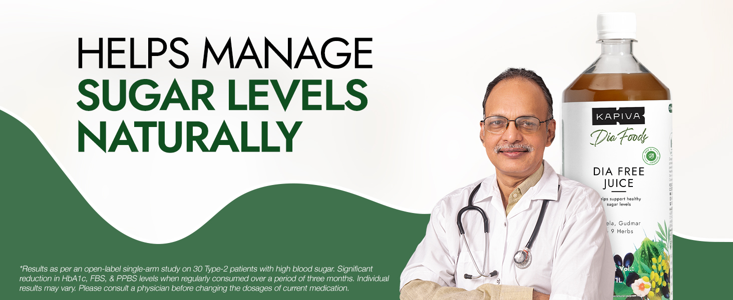 Kapiva Dia Free Juice, 1L | Clinically Tested | Amla, Karela, Jamun, Guduchi & 7 More