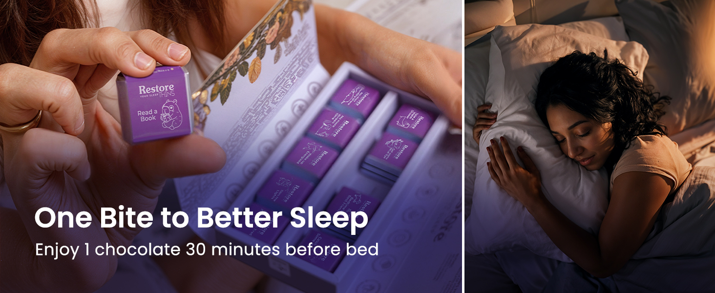 Restore Your Sleep | Dark Chocolate for Deep Sleep | No Added Melatonin | Natural Sleep Aid | Caim by årelang | Non-Habit Forming & Vegan | 30 Pieces (120g)