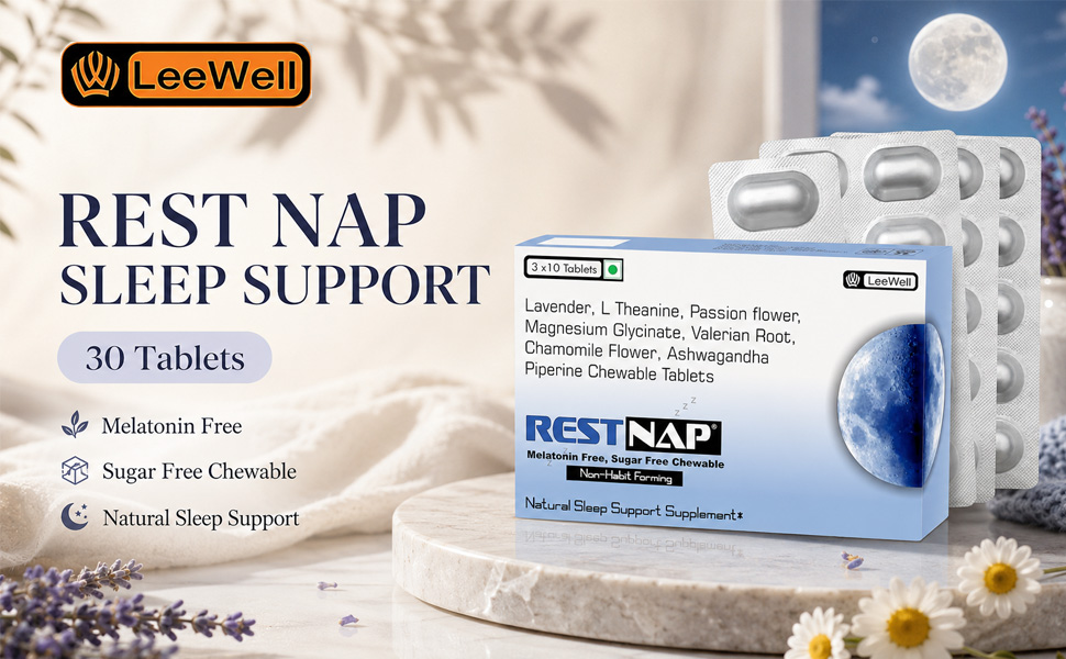 Restnap by LeeWell Melatonin-free Chewable Sleep Supplement -30 Tablets