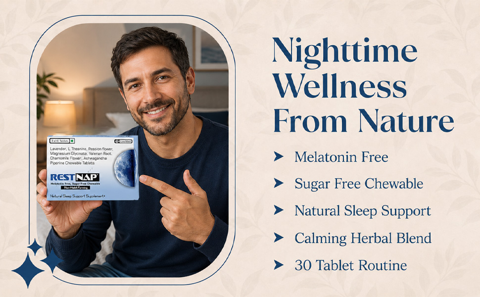 Restnap by LeeWell Melatonin-free Chewable Sleep Supplement -30 Tablets