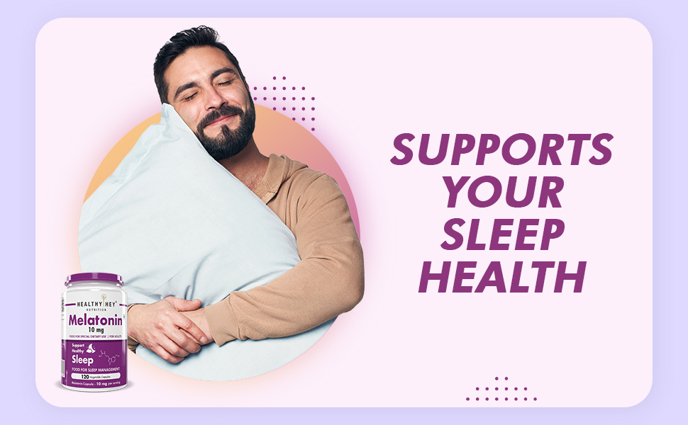 HealthyHey Nutrition Melatonin 10mg, Pack of 120 vegetable capsules - Promotes Sleep and Relaxation (10mg)