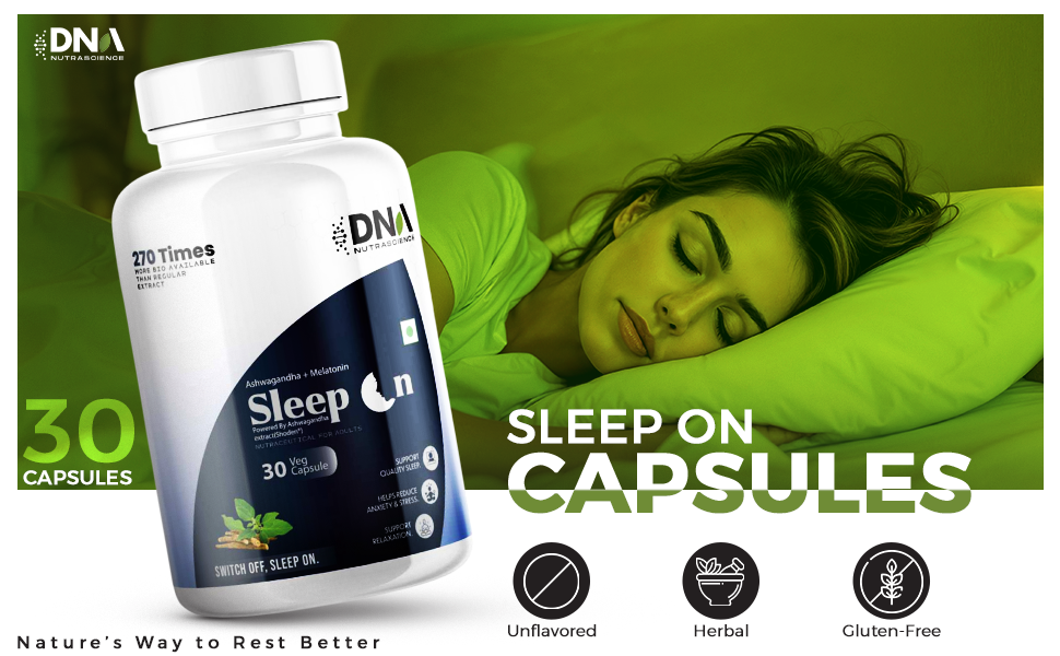 Sleep On with Shoden Ashwagandha Melatonin Herbal Extract Blend Unflavoured 30 Capsules Natural Sleep Support Stress Relief Calm Mind Deep Rest Formula Non Habit Forming Night Wellness Supplement