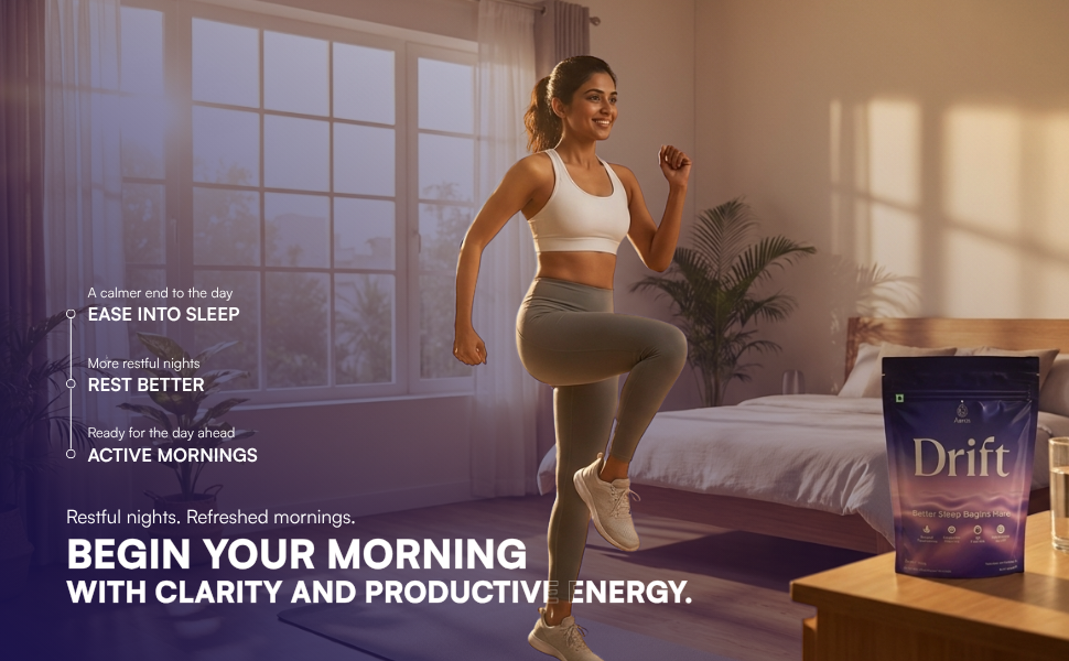 Aarus Drift Sleep Enhancing Cocoa Drink Mix | 3 Servings Trial Pack | Monocarton | Magnesium Bisglycinate | Glycine & Reishi Mushroom | Melatonin | Relaxation & Sleep Support | No Added Sugar | Vegan Sleep Aid Drink