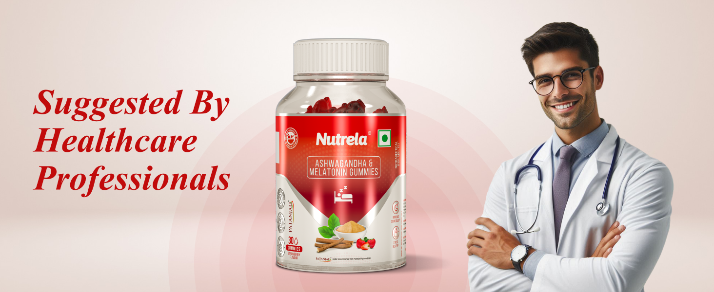 Nutrela Ashwagandha & Melatonin Sleep Gummies for Men & Women | 30 Strawberry-Flavored Gummies - Pack of 2 | Supports Restful Sleep & Stress Relief