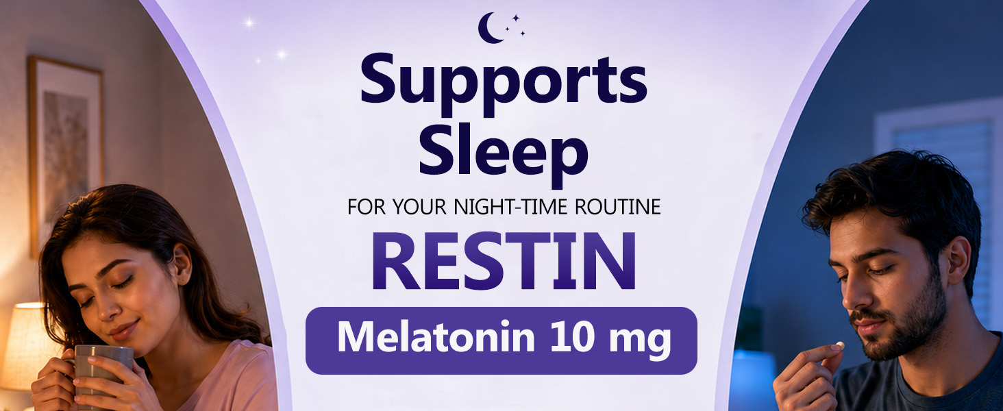 RESTIN Sleep Melatonin Tablets 10 mg for Men & Women | Oral Dissolving Mini Mints | Effervescent Tablets for Night-Time Routine | 50 Tablets (10 x 5 Tablets)