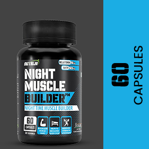 NutriJa Night Muscle Builder | Post Workout Recovery & Sleep Aid | Night Time Muscle Builder Supplement with Melatonin, ZMA, Tongkat Ali (60 Capsules)