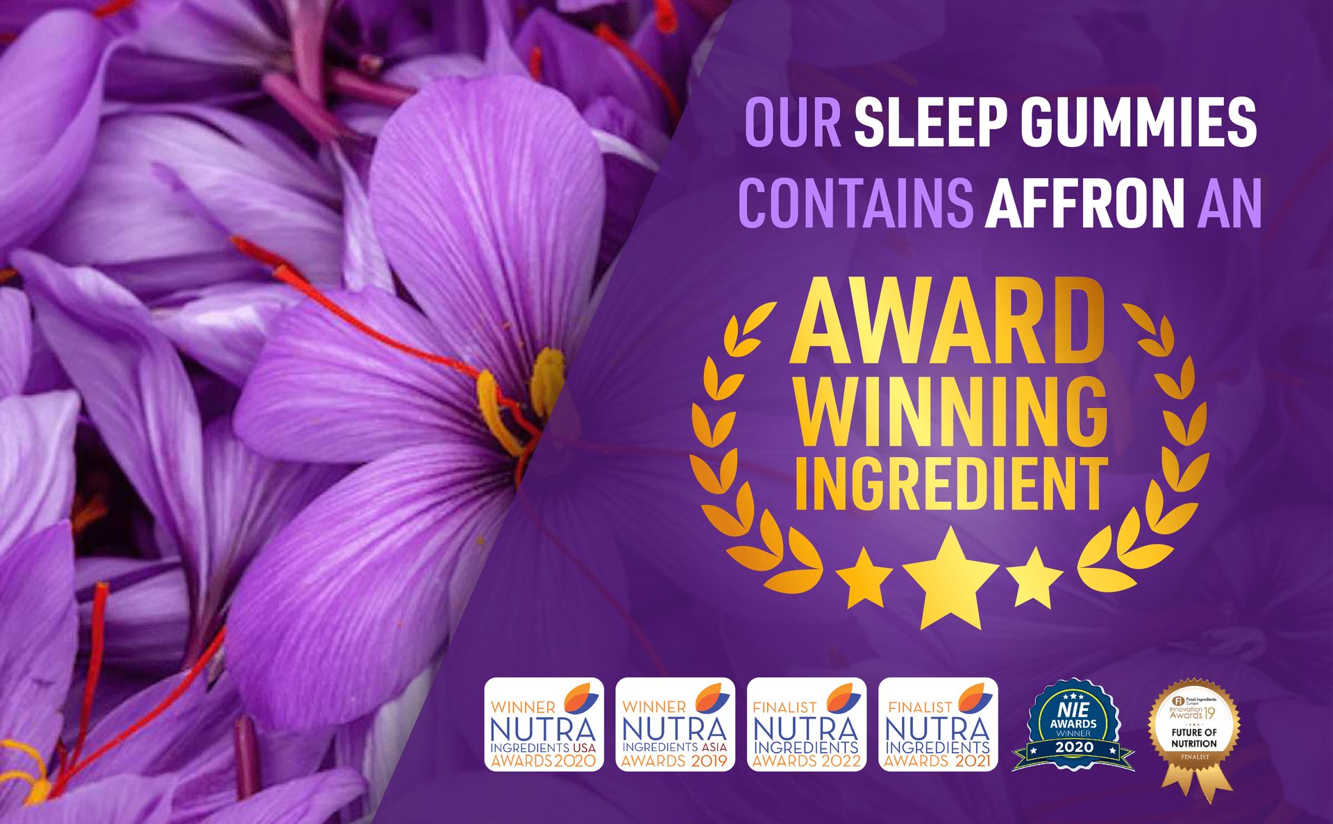 Natural Sleep Gummies - 30 Gummies for Men & Women | Award Winning Ingredient - AFFRON | Supplement for Deep Sleep and Muscle Recovery