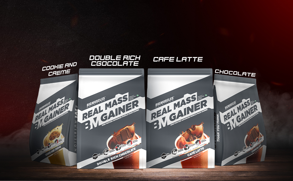 Bigmuscles Nutrition Real Mass Gainer [ Rich Chocolate]|Lean Whey Protein Muscle Mass Gainer|Complex Carbohydrates,|1000 Calories|Reduces Muscle Breakdown|Boosts Metabolism, 1 count, 1000 grams