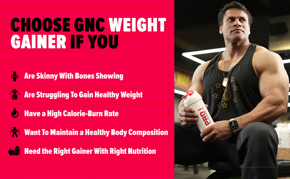 GNC Pro Performance Weight Gainer & Black Shaker (Double Chocolate, 3 Kg with Shaker)