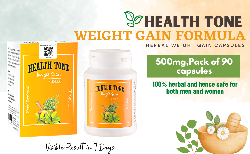 Health Tone Ayurvedic Weight Gain Capsule 90 Capsules (100 G),1 Count