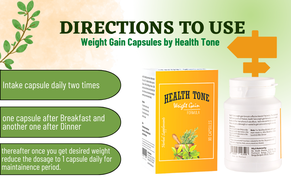 Health Tone Ayurvedic Weight Gain Capsule 90 Capsules (100 G),1 Count