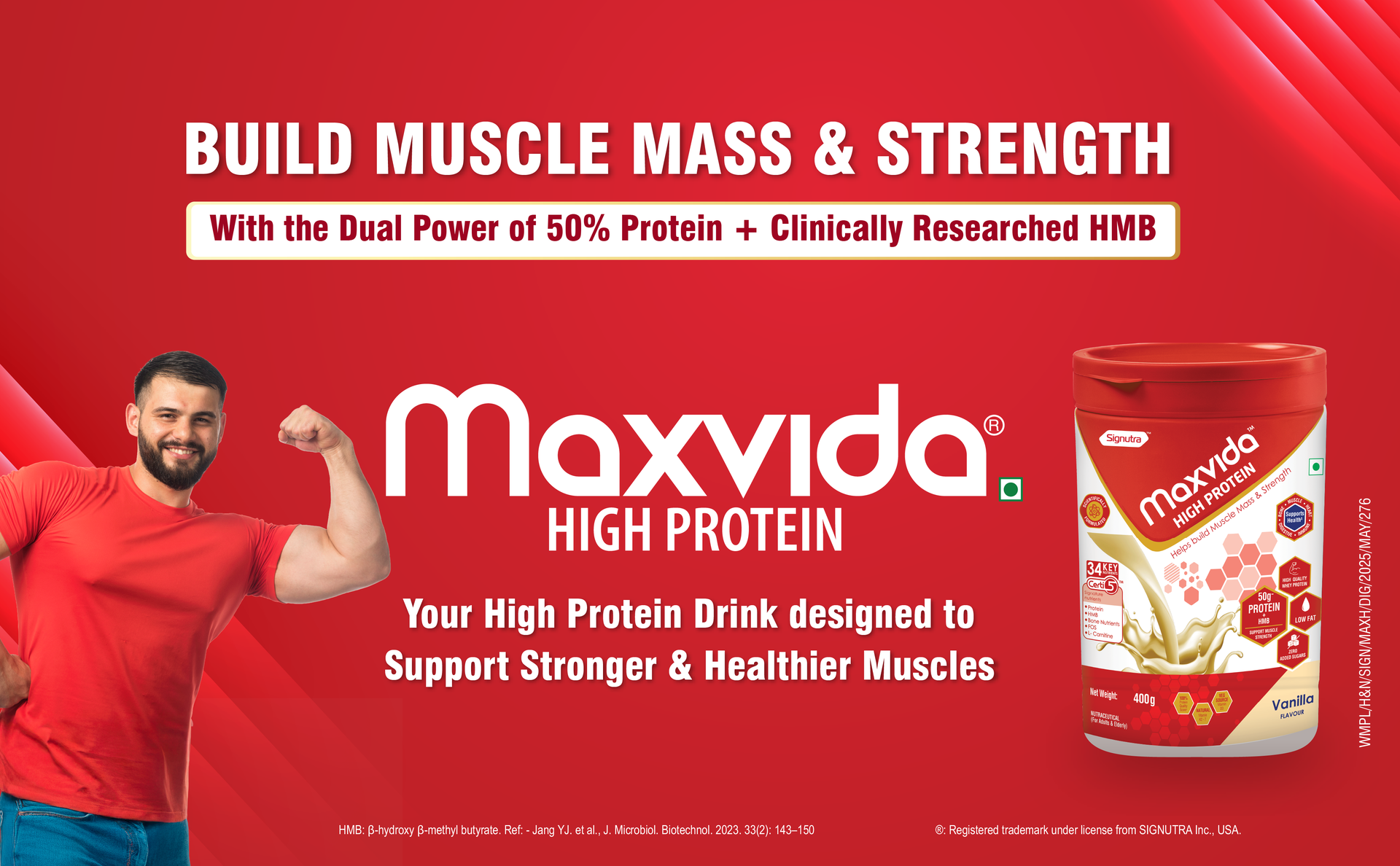 Maxvida High Protein to help build Muscle mass and strength in Adults & Elderly (400g, Vanilla Flavored)
