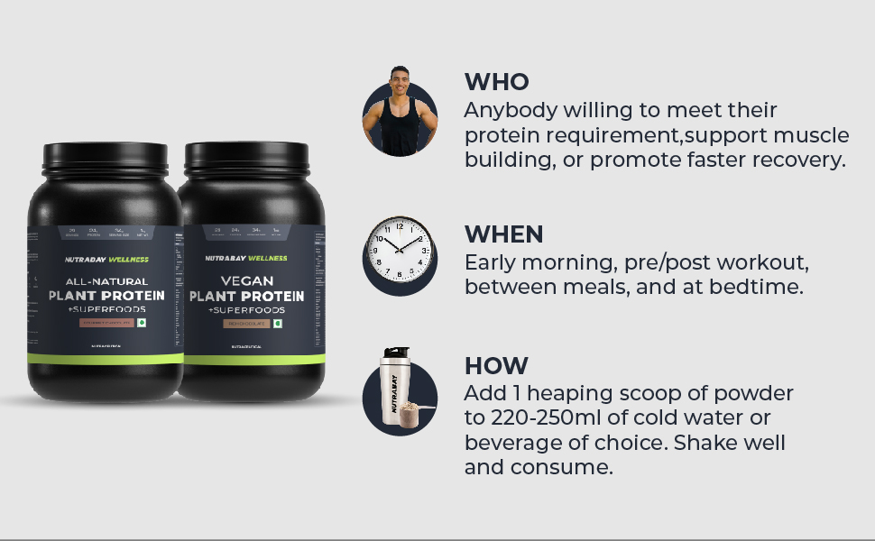 Nutrabay Wellness Vegan Plant Protein Powder + Superfoods 24g Protein per Serving – Complete Amino Acid, Pea & Brown Rice, Sugarfree – 500g, Rich Chocolate | 100% Authentic Clean Protein