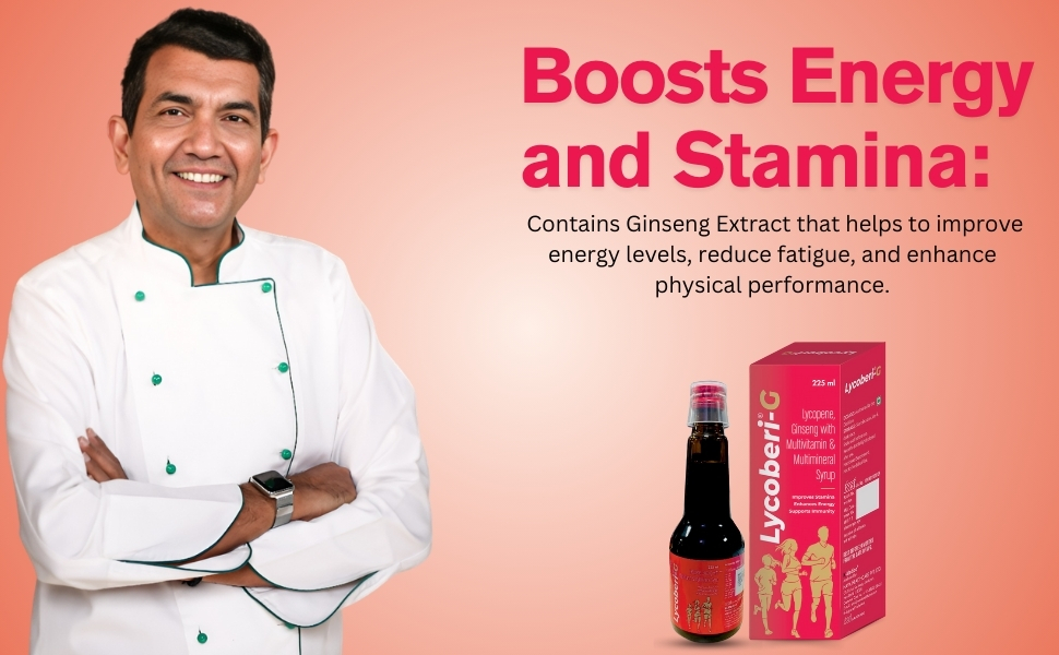 G Lycopene Ginseng Multivitamin and Multimineral Syrup, 225 ml, help to Improves Stamina Enhances Energy and Supports Immunity Booster (Pack of 1)