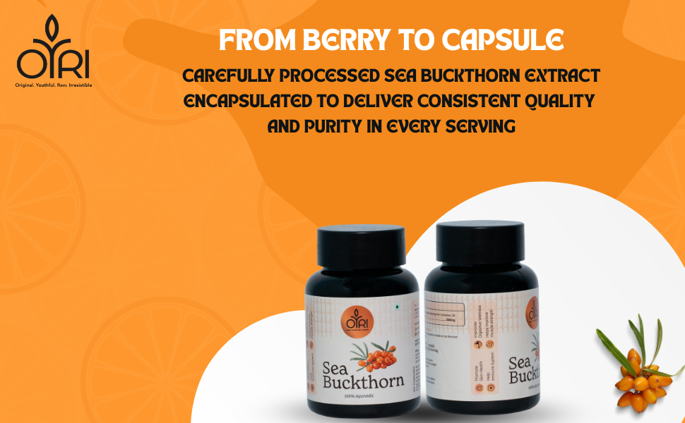 Sea Buckthorn 500 mg | Omega-7 for Skin Glow, Hormonal Balance & Immunity | Supports Digestion & Women’s Wellness | Antioxidant-Rich Superfruit Extract