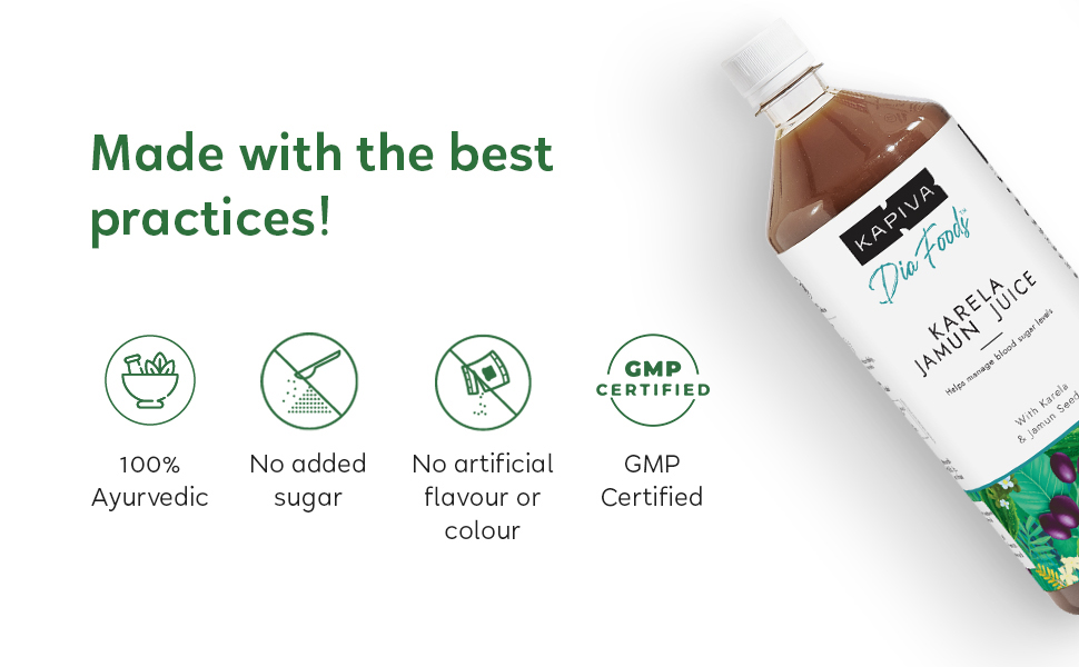 Kapiva Karela Jamun Juice | Helps Control Blood Sugar Level and Lower Bad Cholesterol | Diabetic Care (1L)