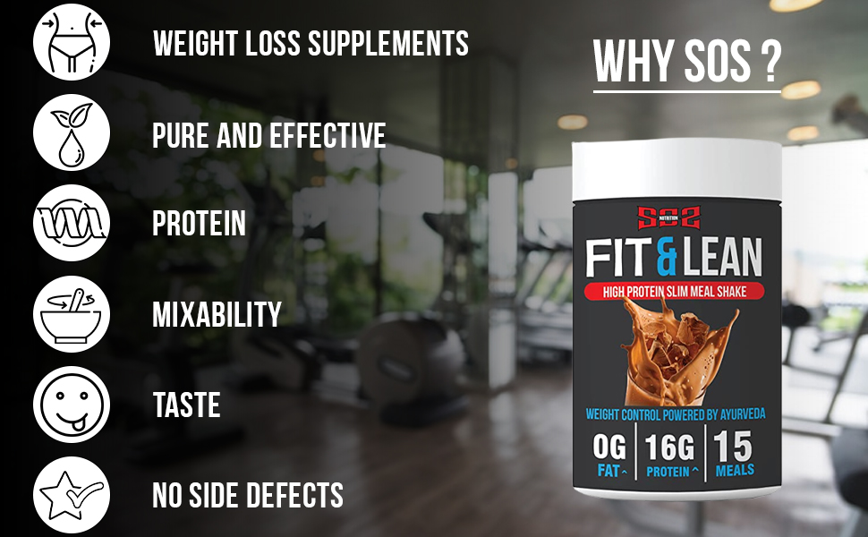 SOS Nutrition Slim Shake Protein Powder - Meal Replacement Shake for Weight Control & Management - High Protein, Powered with Herbs - Rich Chocolate, 15 Meals - Pack of 909gm